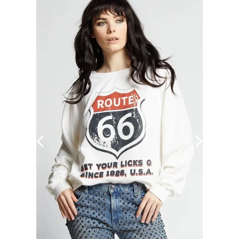 Recycled Karma Route 66 Oversized Vintage Sweatshirt